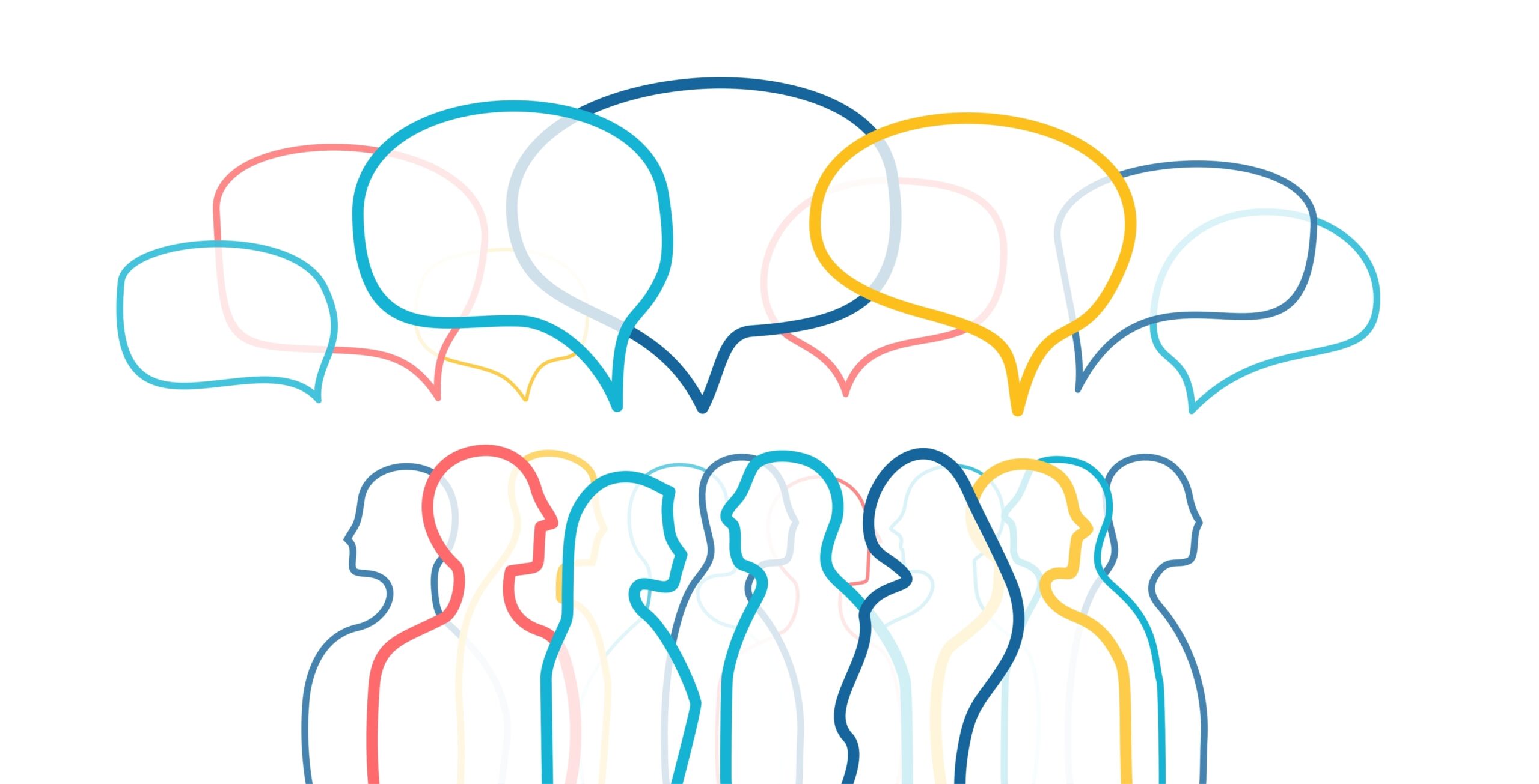 Men,And,Women,Group,,Speech,Bubble,Talk.,People,Crowd,Voice,
